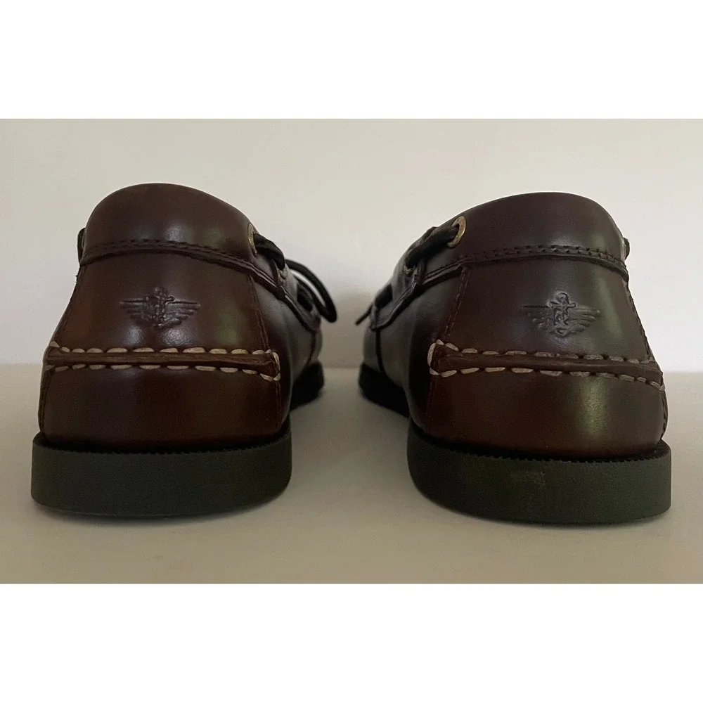 Dockers Mens Vargas Brown Leather Lace Up Boat Shoes Nautical Loafers 8.5M NEW